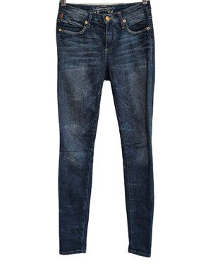 Robin's Jean Skinny Distressed Embroidered Patch Denim Size 26 Y2K Retro Biker